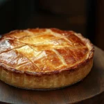 Classic golden homemade apple pie on a rustic table