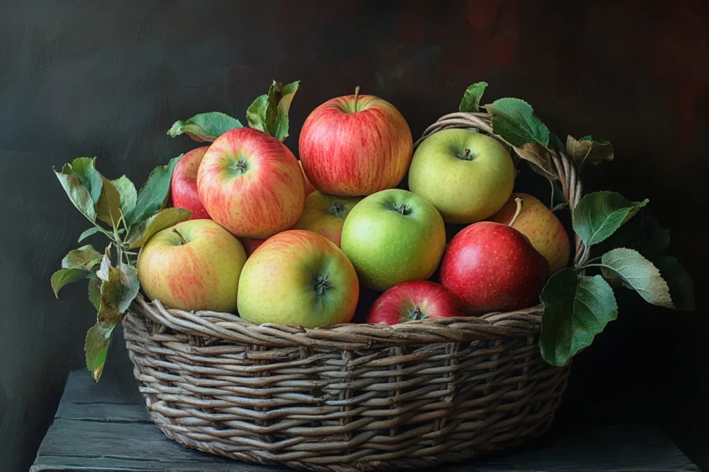 Fresh Granny Smith and Honeycrisp apples for baking