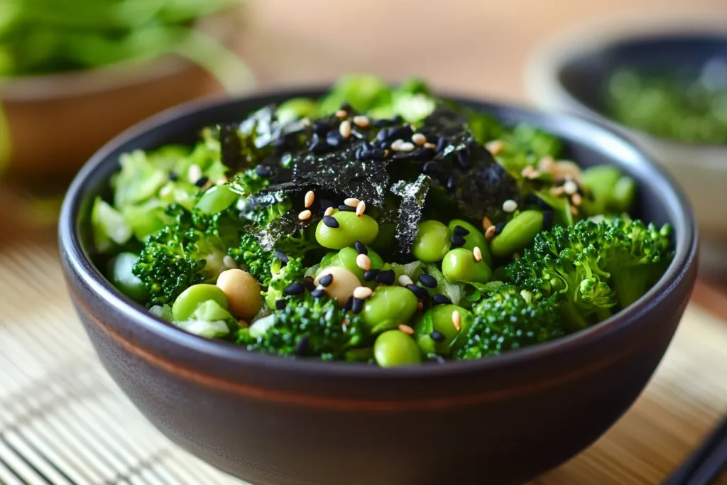 Asian-inspired broccoli salad with miso, nori, and sesame
