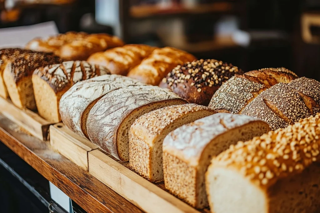 Variety of fresh artisan breads perfect for avocado toast