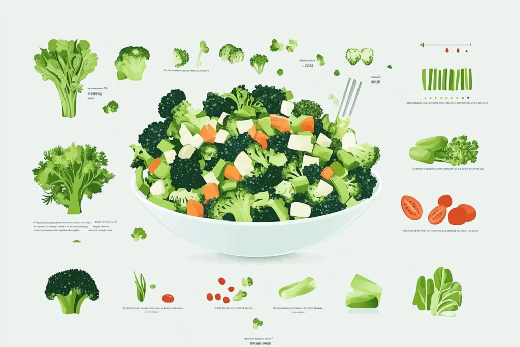 Nutrition facts graphic for broccoli salad with sweet miso dressing