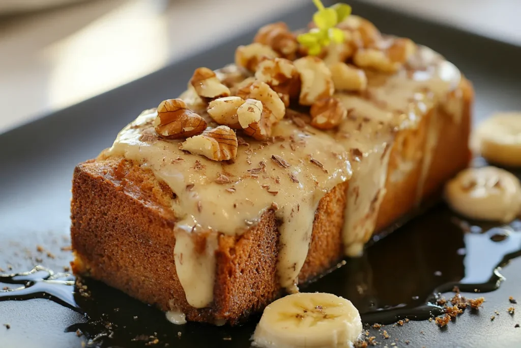 Banana bread variation with chocolate chips and nuts