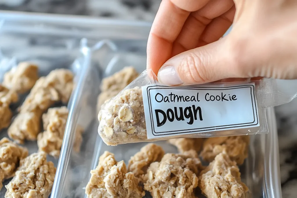 Freezing oatmeal cookie dough in labeled bags