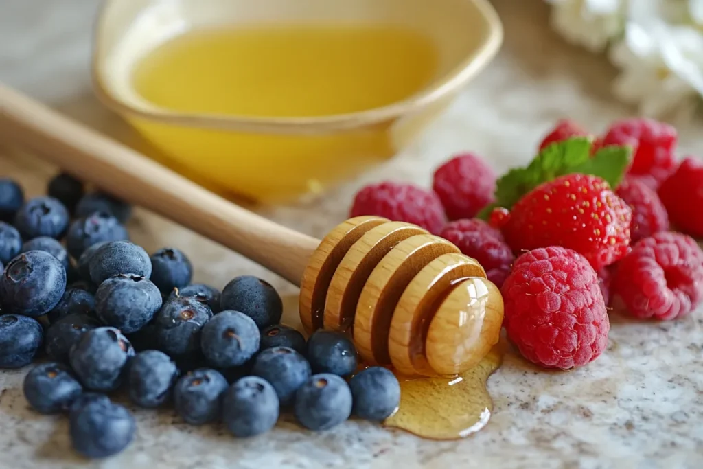 Ingredients for homemade frozen yogurt with berries	