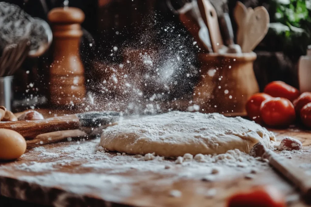 Rolling out homemade pie crust for apple pie
