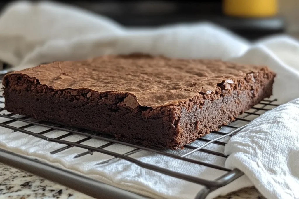 Freshly baked sweet potato brownies cooling on a rack