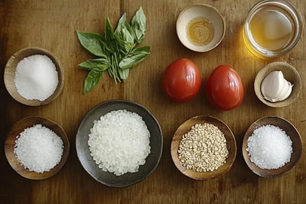Ingredients for making Thai basil salad dressing