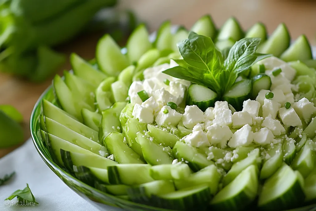 Tomato salad variation with feta, avocado, and cucumber