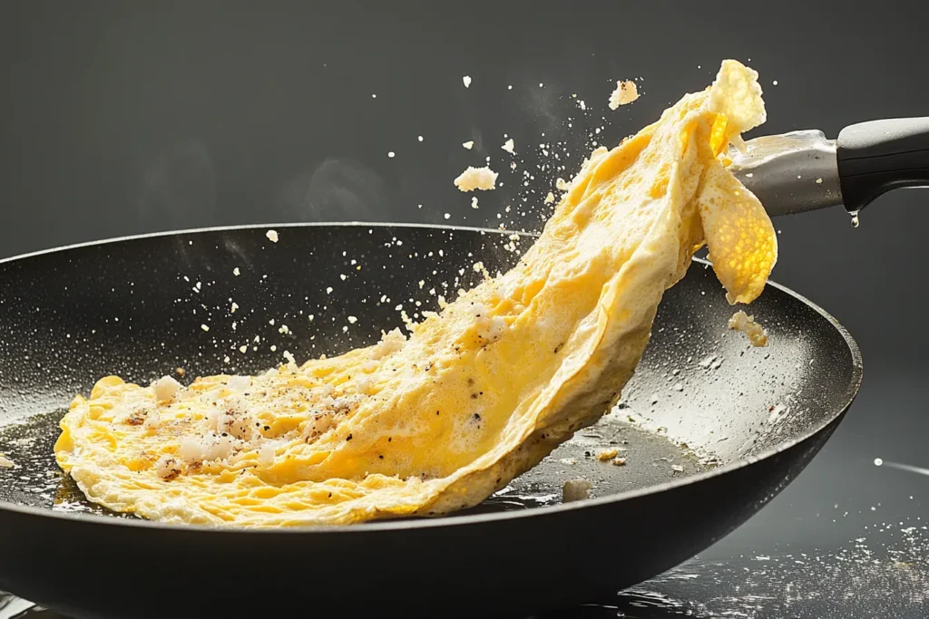 Overfilled veggie omelette falling apart during cooking