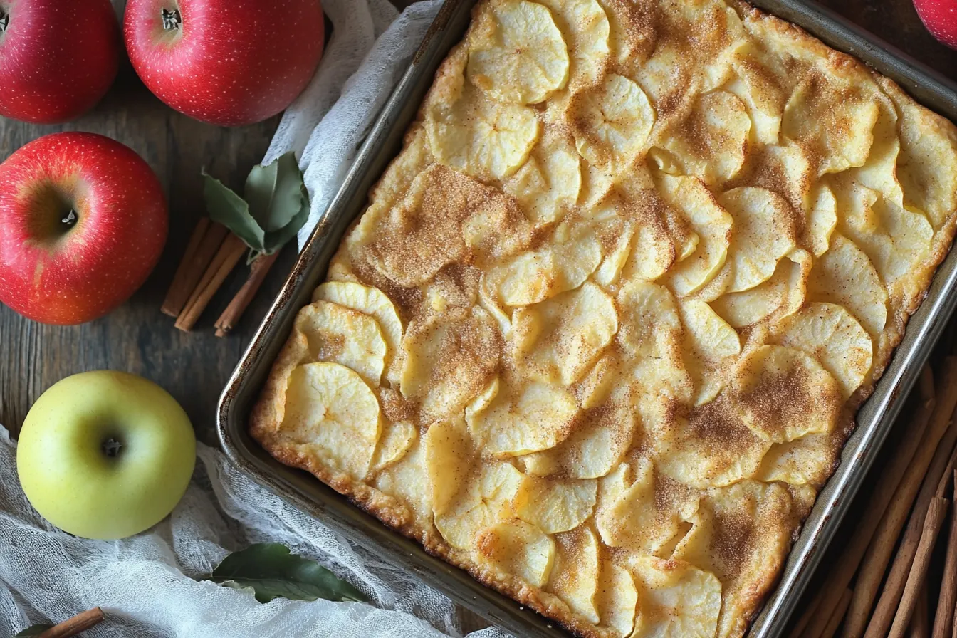 Crispy cinnamon apple chips with fresh apples and cinnamon sticks on a wooden surface