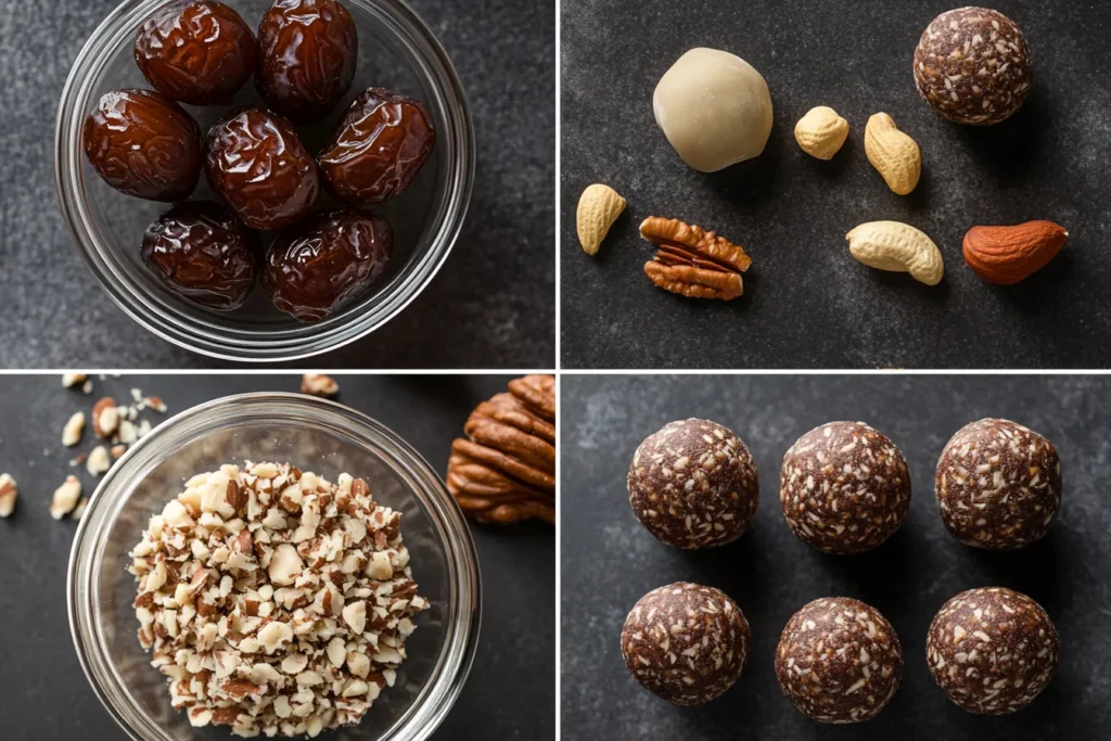 Step-by-step process for making date and nut energy balls	