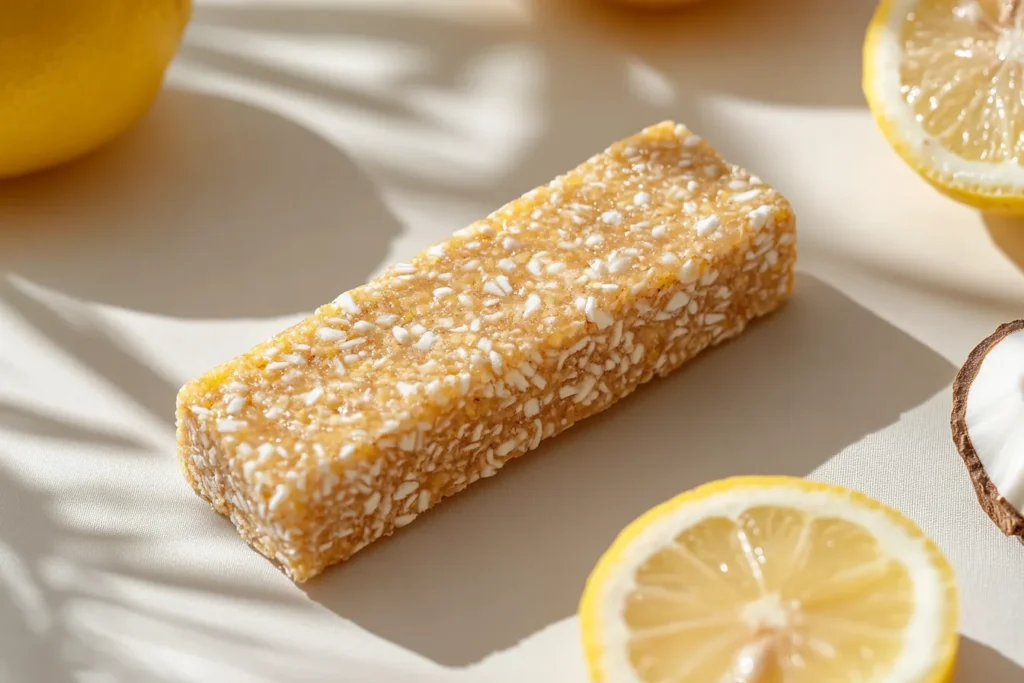 Nutrition breakdown for a single lemon coconut energy bar