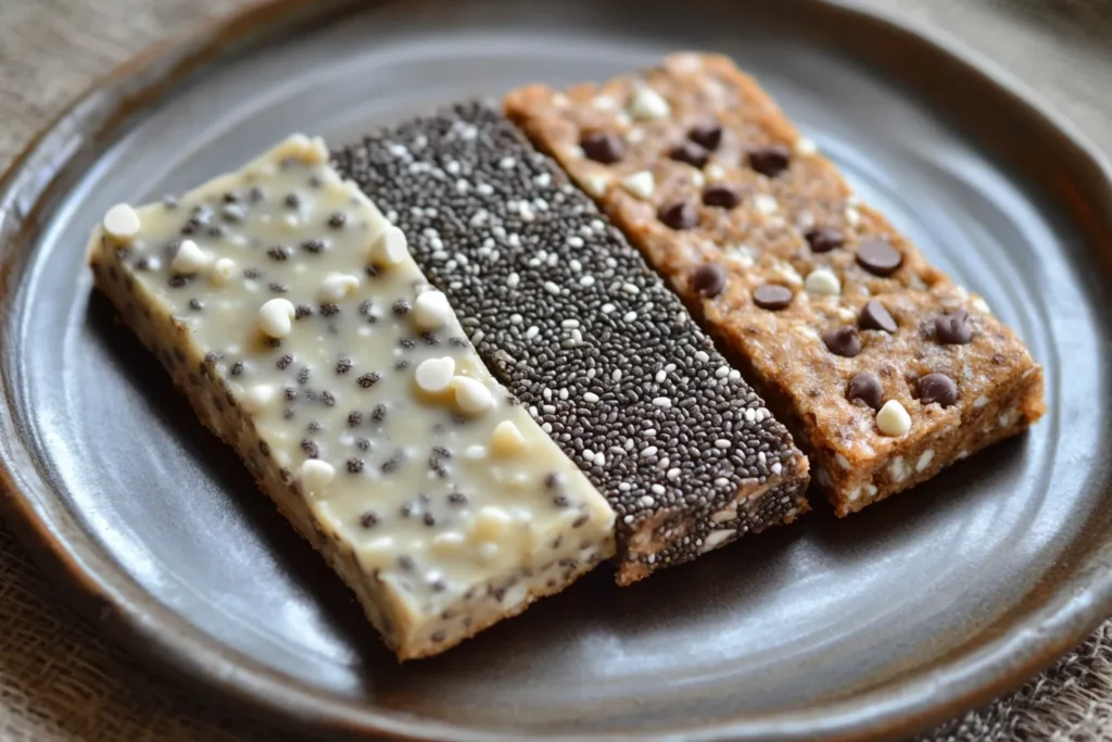 Flavor variations of lemon coconut energy bars on a plate