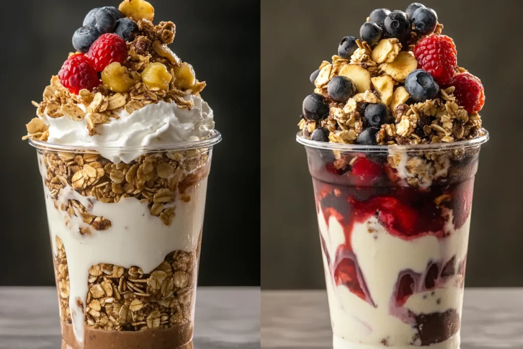 Comparison of parfait mistakes: soggy vs freshly layered parfait