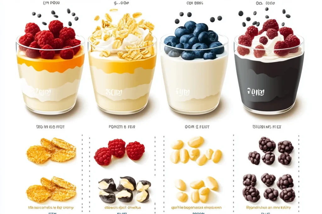 Nutrition facts infographic for a homemade Greek yogurt parfait