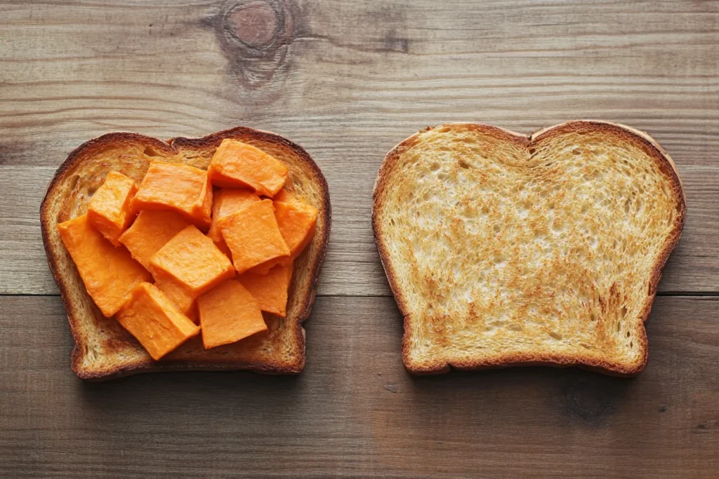 Visual comparison of sweet potato toast vs traditional toast	