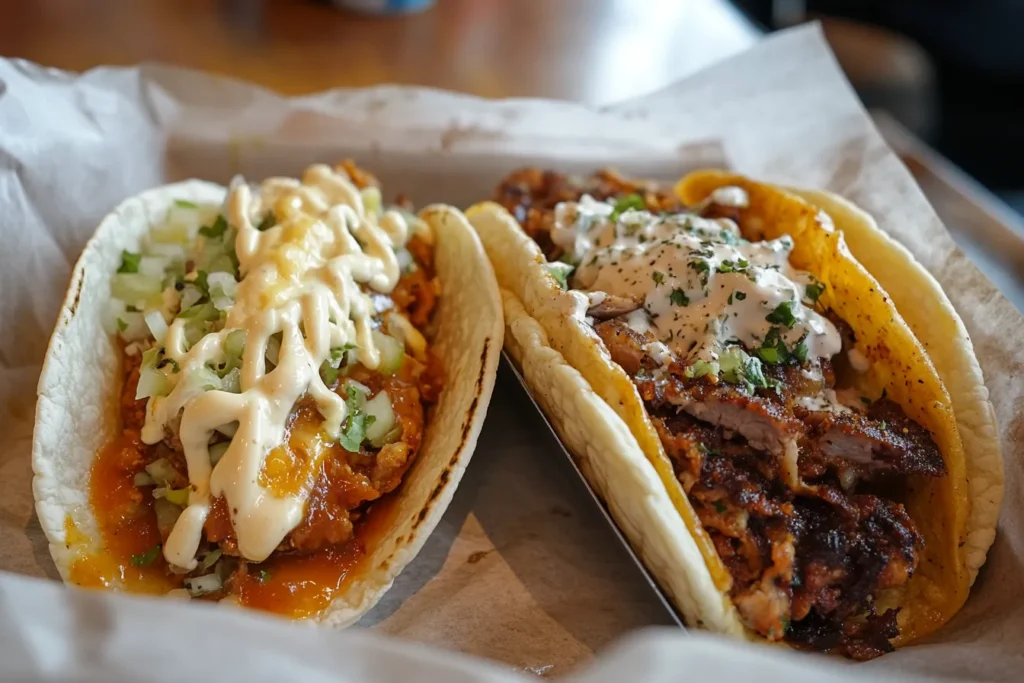 Comparison between a soggy taco and a fresh, well-built taco