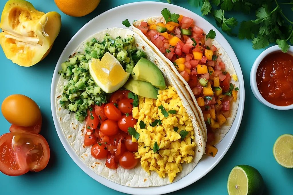 Infographic showing nutrition facts of a breakfast taco