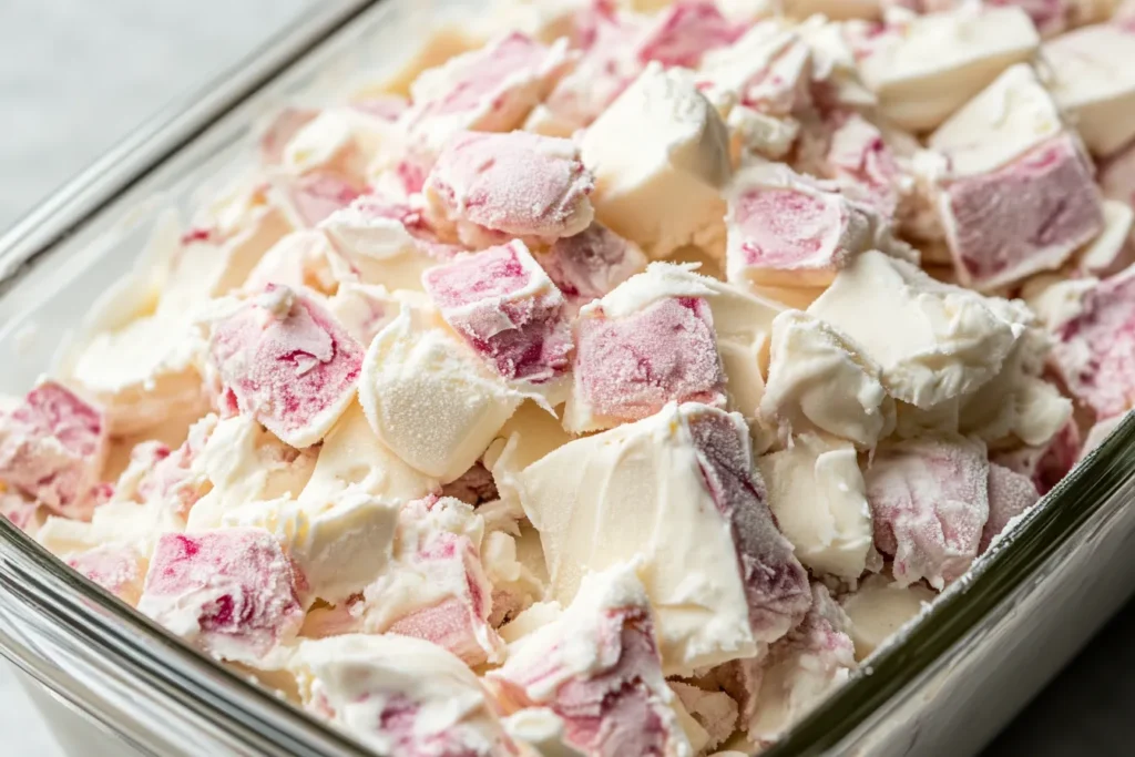 Stored Greek yogurt bark in a freezer-safe container